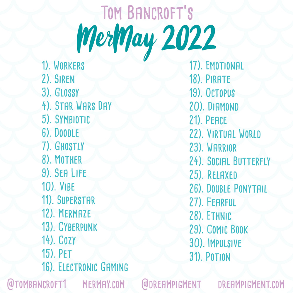 Read more about the article MerMay 2022 Art Challenge Prompt List